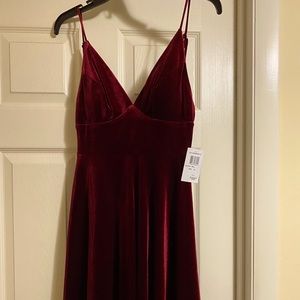 Red velvet high/low prom dress
